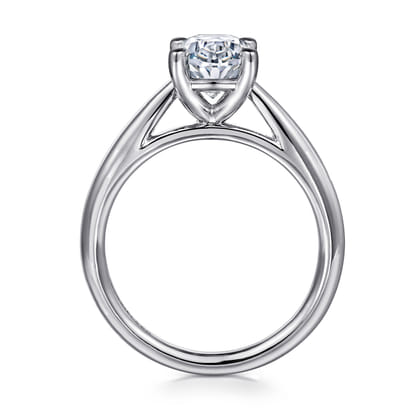 Bambi - 14K White Gold Oval Solitaire Diamond Engagement Ring