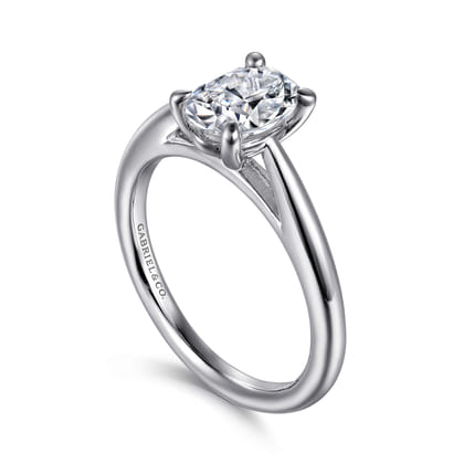Bambi - 14K White Gold Oval Solitaire Diamond Engagement Ring