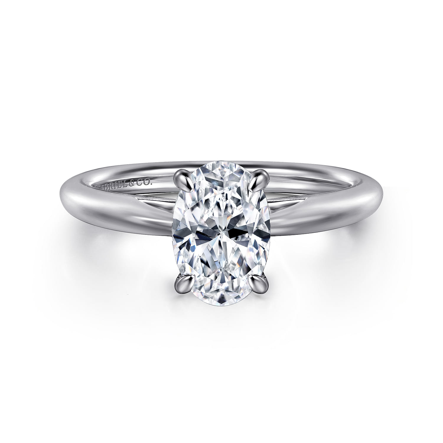 Bambi - 14K White Gold Oval Solitaire Diamond Engagement Ring