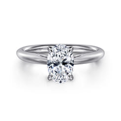 Bambi - 14K White Gold Oval Solitaire Diamond Engagement Ring