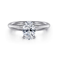 Bambi - 14K White Gold Oval Solitaire Diamond Engagement Ring