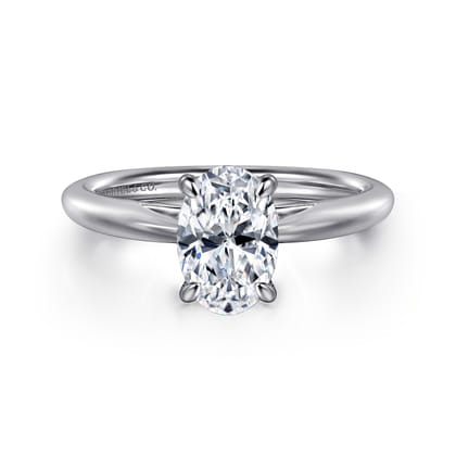 Bambi - 14K White Gold Oval Solitaire Diamond Engagement Ring