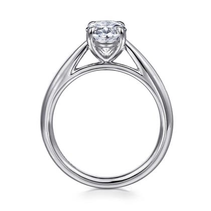Bambi - 14K White Gold Oval Solitaire Diamond Engagement Ring