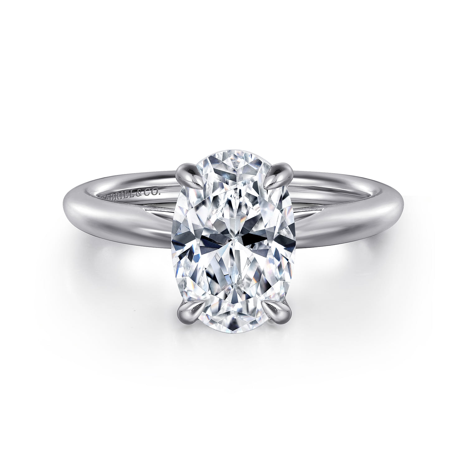 Bambi - 14K White Gold Oval Solitaire Diamond Engagement Ring