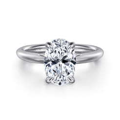 Bambi - 14K White Gold Oval Solitaire Diamond Engagement Ring