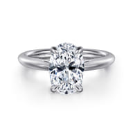 Bambi - 14K White Gold Oval Solitaire Diamond Engagement Ring