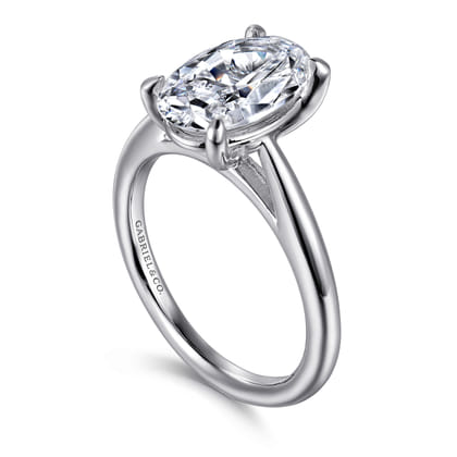 Bambi - 14K White Gold Oval Solitaire Diamond Engagement Ring