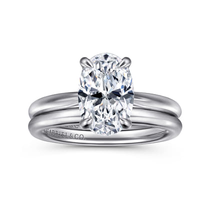 Bambi - 14K White Gold Oval Solitaire Diamond Engagement Ring