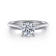 Bambi - 14K White Gold Round Solitaire Diamond Engagement Ring