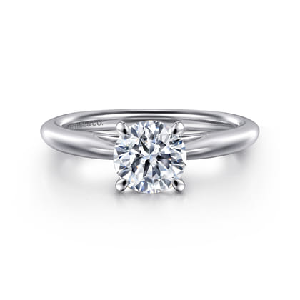 Bambi - 14K White Gold Round Solitaire Diamond Engagement Ring