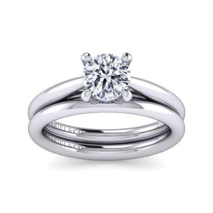 Bambi - 14K White Gold Round Solitaire Diamond Engagement Ring