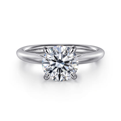 Bambi - 14K White Gold Round Solitaire Diamond Engagement Ring