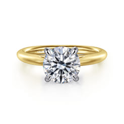 Bambi - 14K White-Yellow Gold Round Solitaire Diamond Engagement Ring