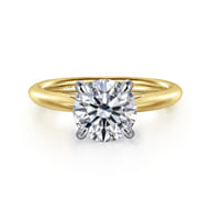 Bambi - 14K White-Yellow Gold Round Solitaire Diamond Engagement Ring