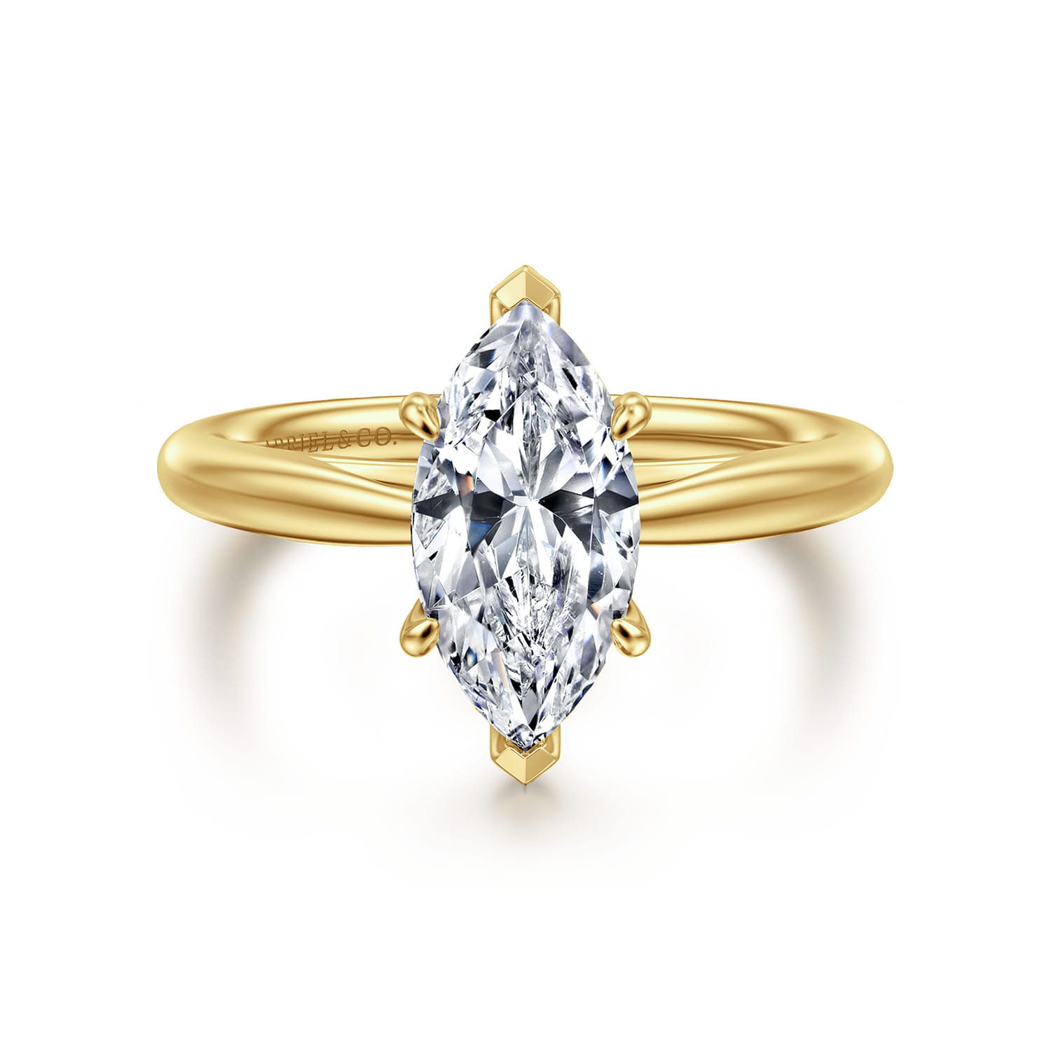 Bambi - 14K Yellow Gold 6 Prong Marquise Shape Diamond Engagement Ring