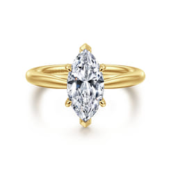 Bambi - 14K Yellow Gold 6 Prong Marquise Shape Solitaire Diamond Engagement Ring