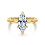 Bambi - 14K Yellow Gold 6 Prong Marquise Shape Solitaire Diamond Engagement Ring