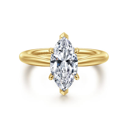 Bambi - 14K Yellow Gold 6 Prong Marquise Shape Solitaire Diamond Engagement Ring