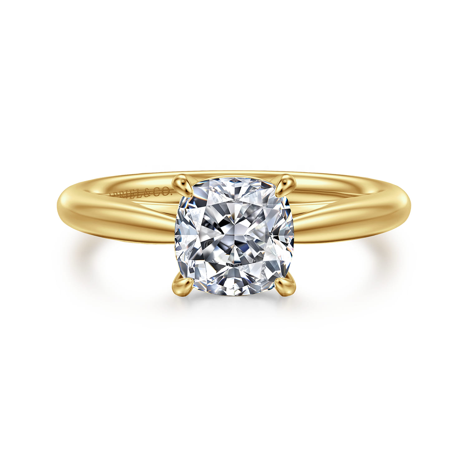 Bambi - 14K Yellow Gold Cushion Cut Solitaire Diamond Engagement Ring