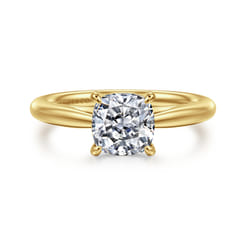 Bambi - 14K Yellow Gold Cushion Cut Solitaire Diamond Engagement Ring