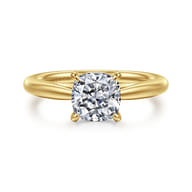 Bambi - 14K Yellow Gold Cushion Cut Solitaire Diamond Engagement Ring