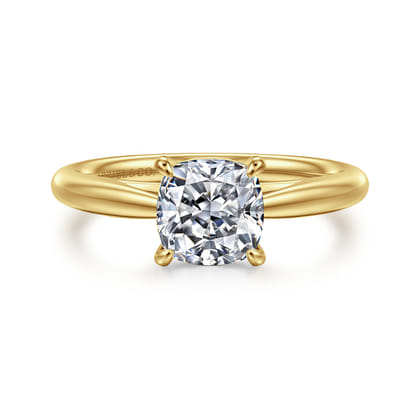 Bambi - 14K Yellow Gold Cushion Cut Solitaire Diamond Engagement Ring