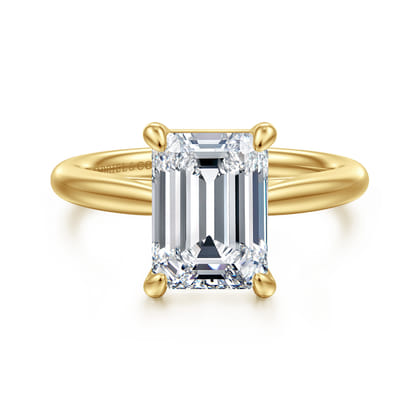 Bambi - 14K Yellow Gold Emerald Cut Solitaire Diamond Engagement Ring