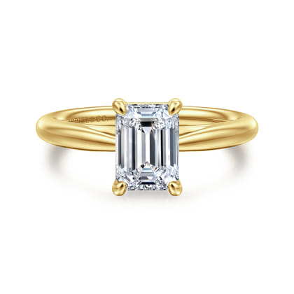 Bambi - 14K Yellow Gold Emerald Cut Solitaire Diamond Engagement Ring