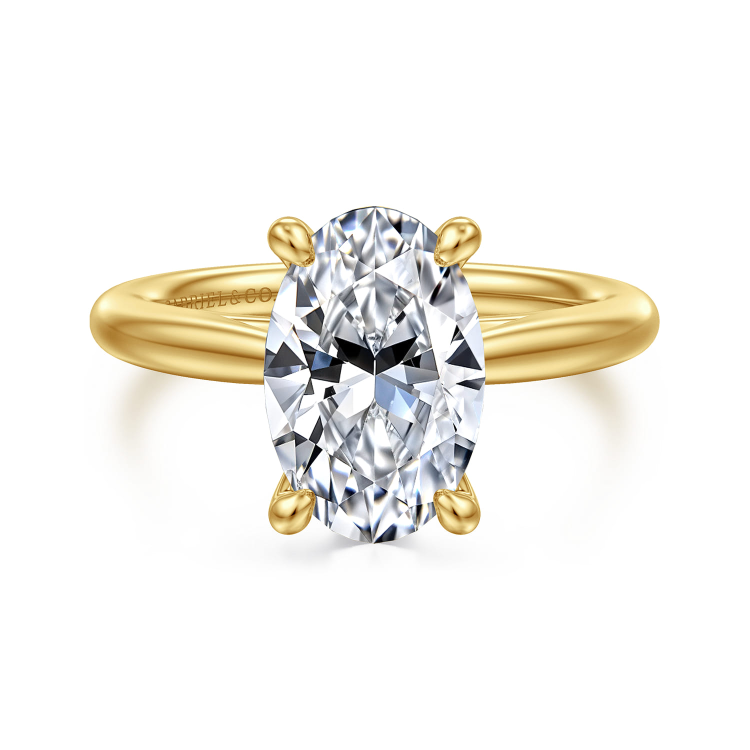 Bambi - 14K Yellow Gold Oval Solitaire Diamond Engagement Ring