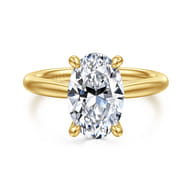 Bambi - 14K Yellow Gold Oval Solitaire Diamond Engagement Ring