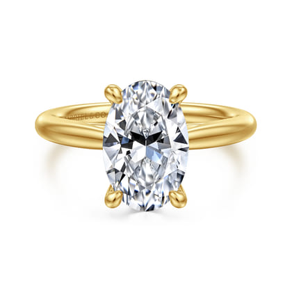 Bambi - 14K Yellow Gold Oval Solitaire Diamond Engagement Ring