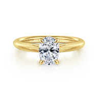 Bambi - 14K Yellow Gold Oval Solitaire Diamond Engagement Ring