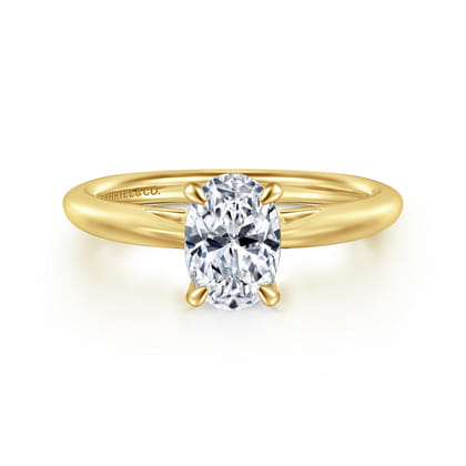 Bambi - 14K Yellow Gold Oval Solitaire Diamond Engagement Ring