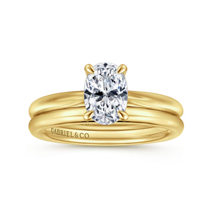 Bambi - 14K Yellow Gold Oval Solitaire Diamond Engagement Ring