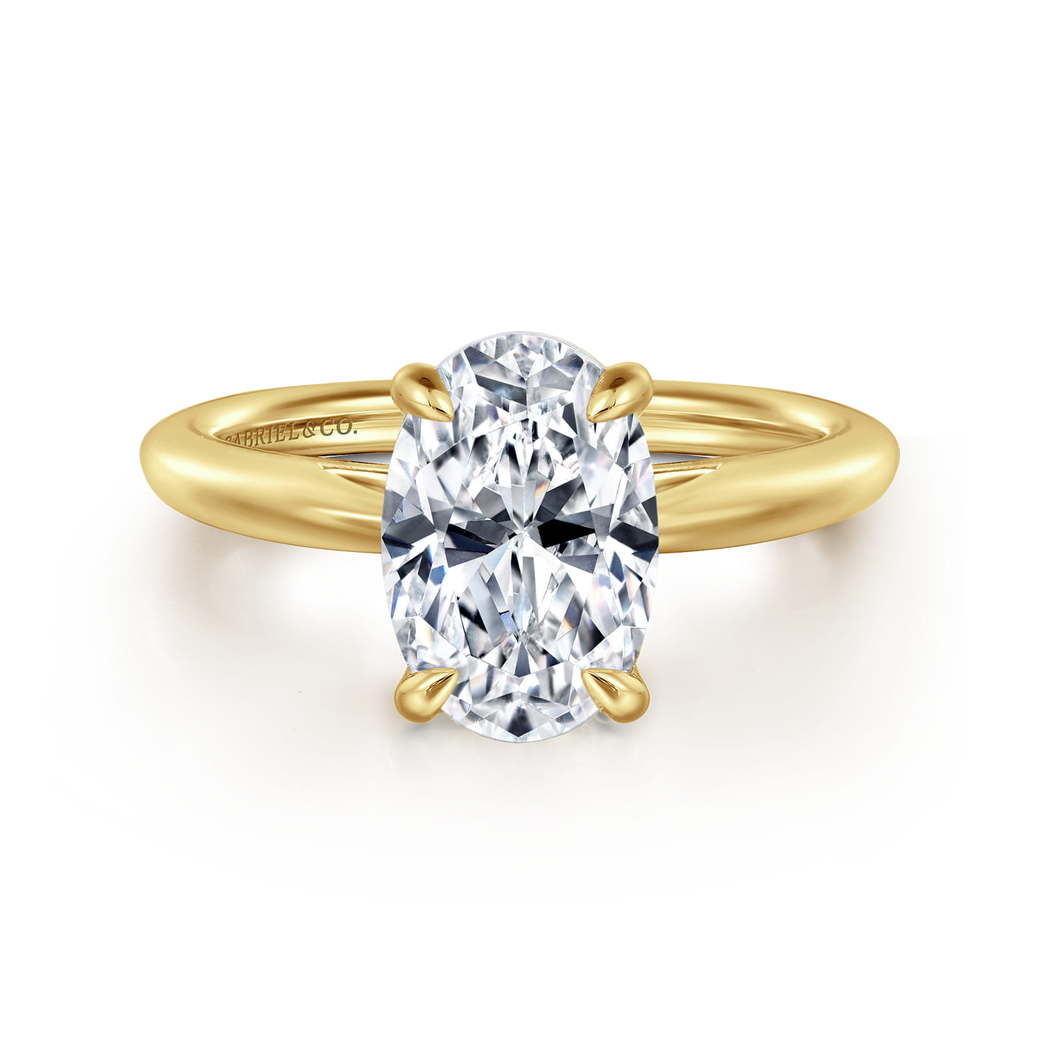 Bambi - 14K Yellow Gold Oval Solitaire Diamond Engagement Ring