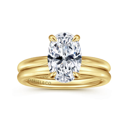 Bambi - 14K Yellow Gold Oval Solitaire Diamond Engagement Ring