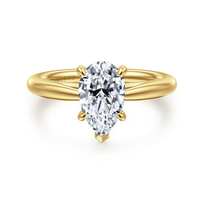 Bambi - 14K Yellow Gold Pear Shape Solitaire Diamond Engagement Ring