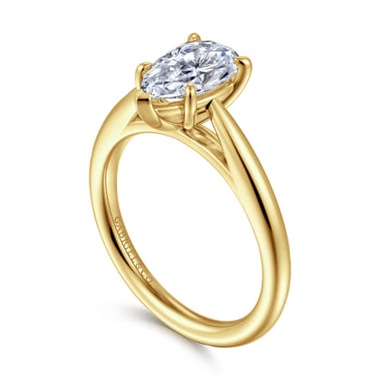 Bambi - 14K Yellow Gold Pear Shape Solitaire Diamond Engagement Ring