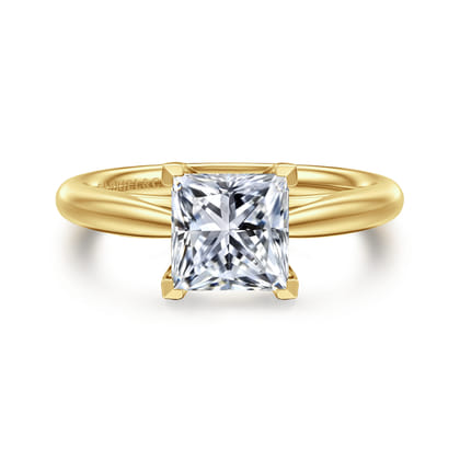 Bambi - 14K Yellow Gold Princess Cut Solitaire Diamond Engagement Ring