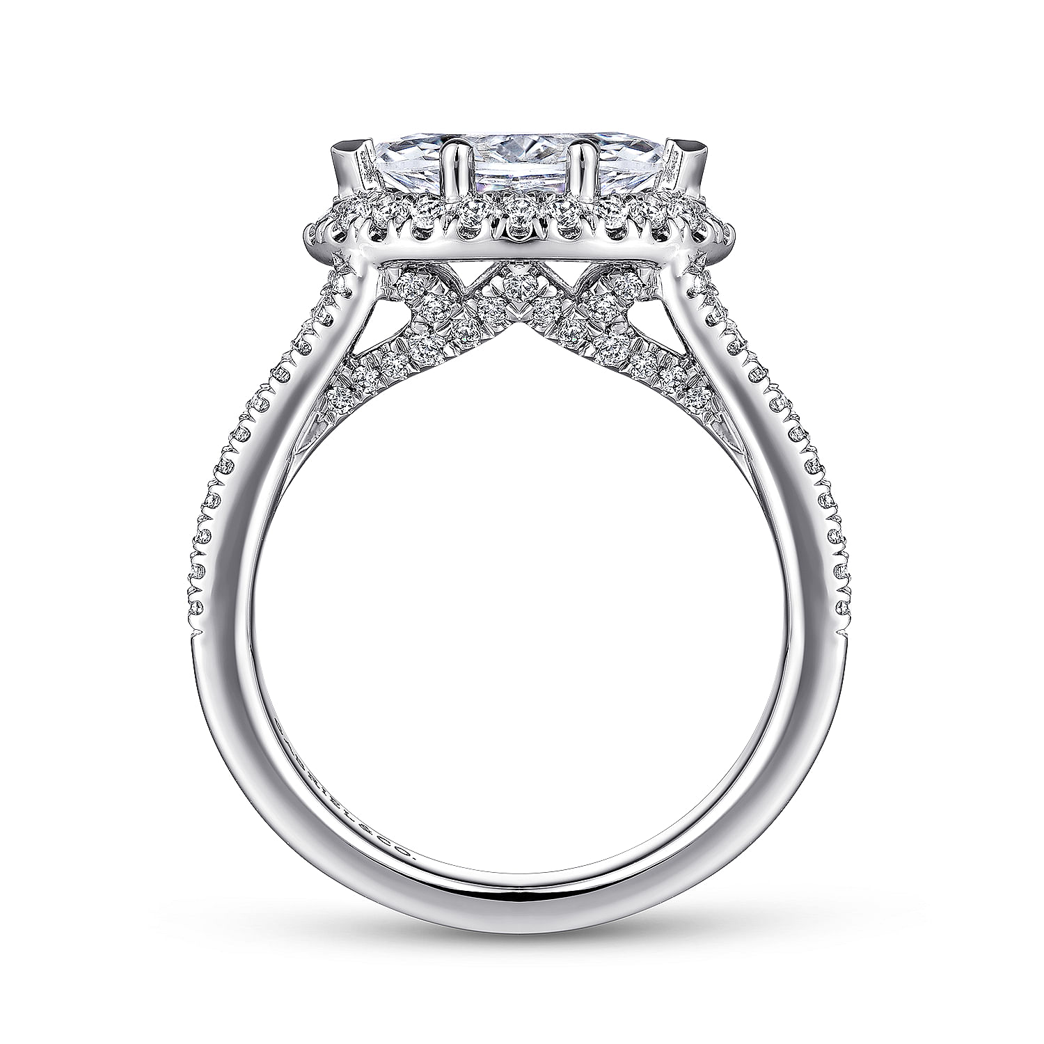 Bancroft - 14K White Gold Horizontal Marquise Halo Diamond Engagement Ring - 0.52 ct - Shot 2