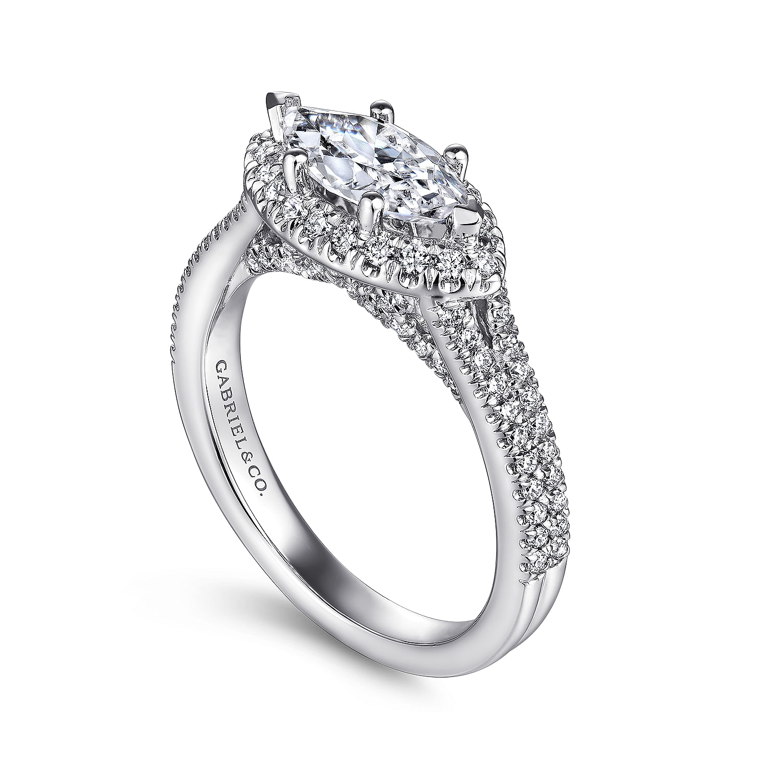 Bancroft - 14K White Gold Horizontal Marquise Halo Diamond Engagement Ring - 0.52 ct - Shot 3