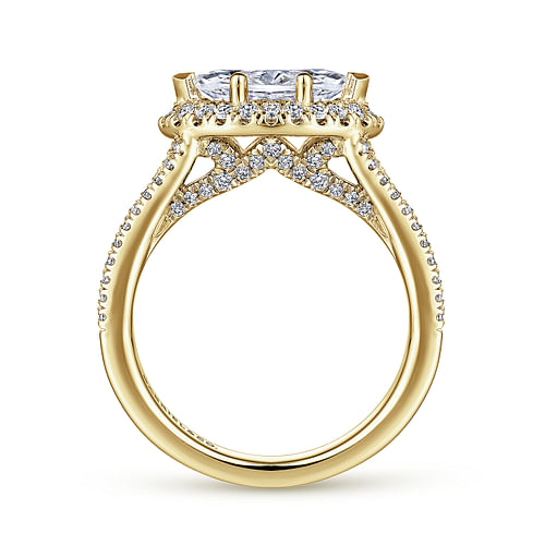 Bancroft - 14K Yellow Gold Horizontal Marquise Halo Diamond Engagement Ring - 0.52 ct - Shot 2