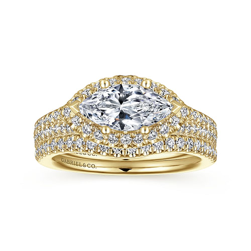 Bancroft - 14K Yellow Gold Horizontal Marquise Halo Diamond Engagement Ring - 0.52 ct - Shot 4