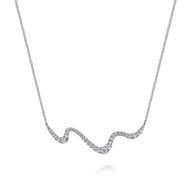Bar Necklace 14K White Gold Diamond 0.5ct