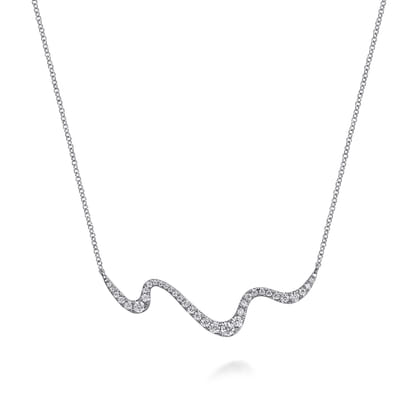 Bar Necklace 14K White Gold Diamond 0.5ct