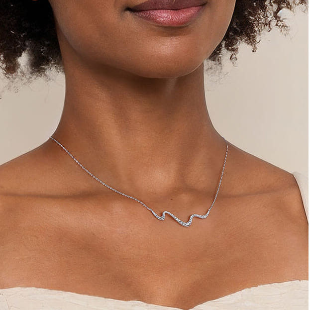 Bar Necklace 14K White Gold Diamond 0.5ct - 0.5 ct - Shot 4