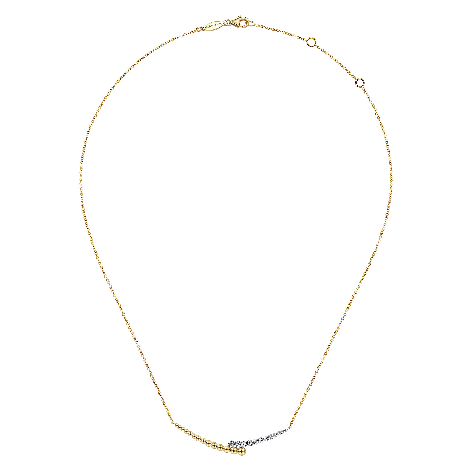 Bar Necklace 14K White and Yellow Gold Diamond 0.18ct Bujukan - 0.18 ct - Shot 2