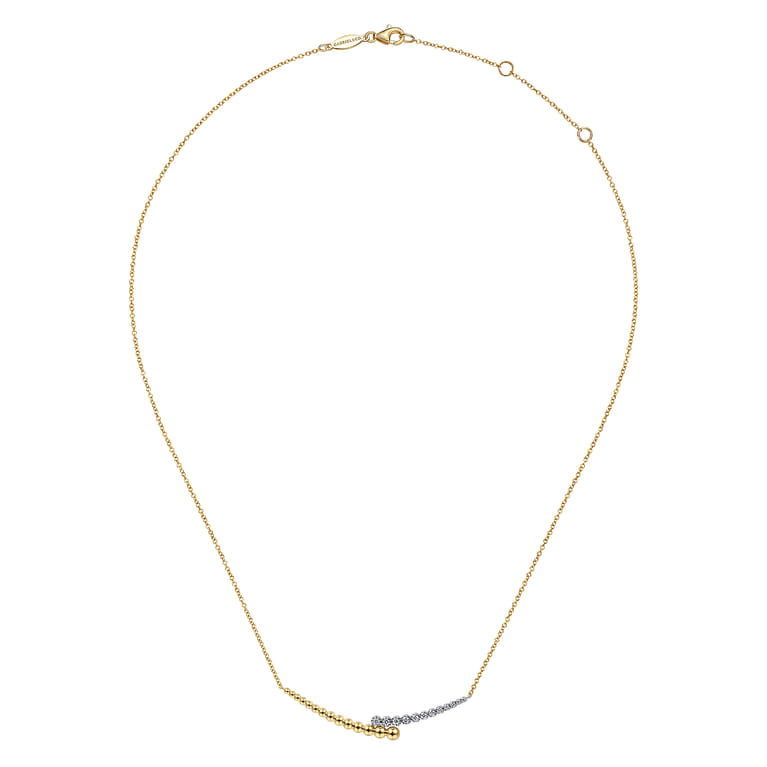 Bar Necklace 14K White and Yellow Gold Diamond 0.18ct Bujukan - 0.18 ct - Shot 2