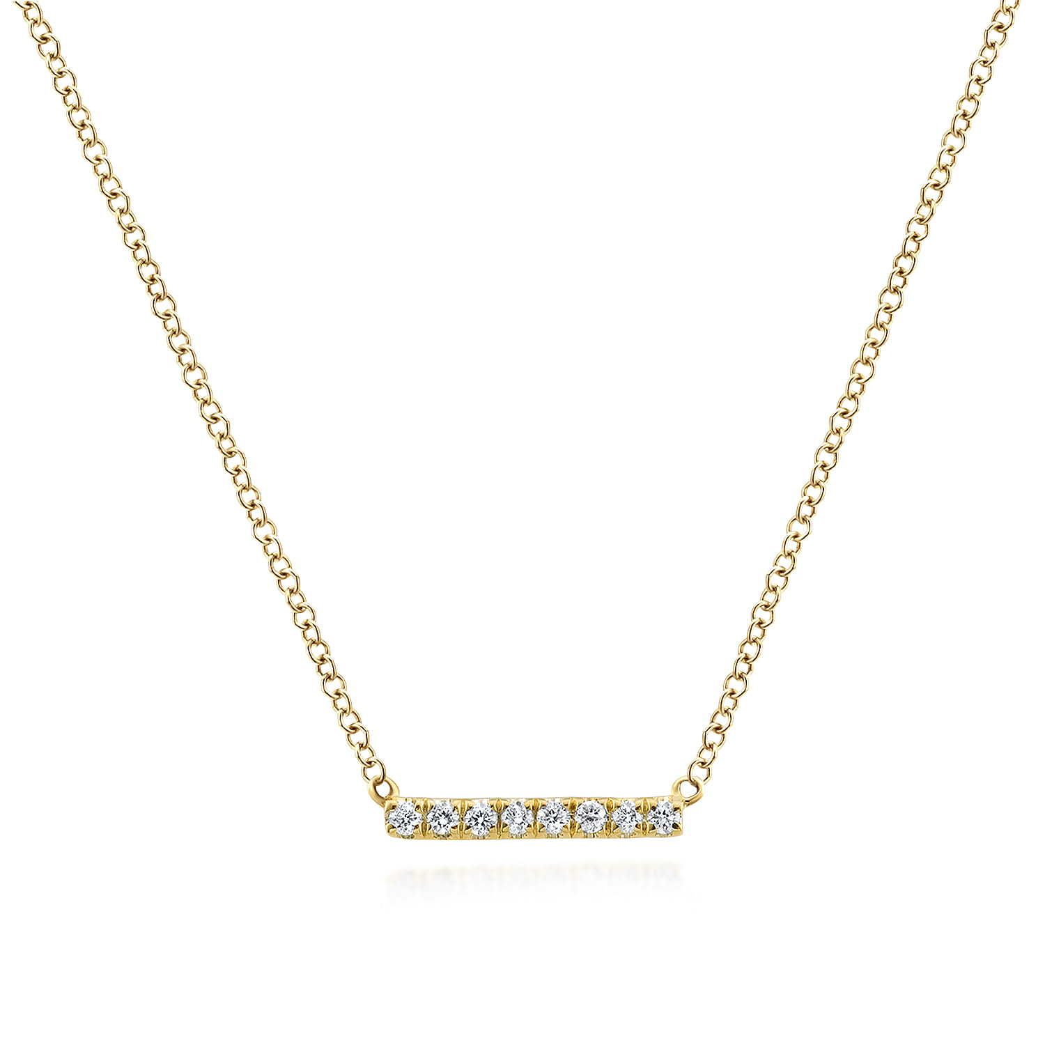 Bar Necklace 14K Yellow Gold Diamond 0.06ct - 0.06 ct - Shot 1