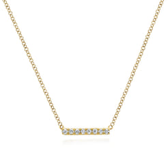 Bar Necklace 14K Yellow Gold Diamond 0.06ct